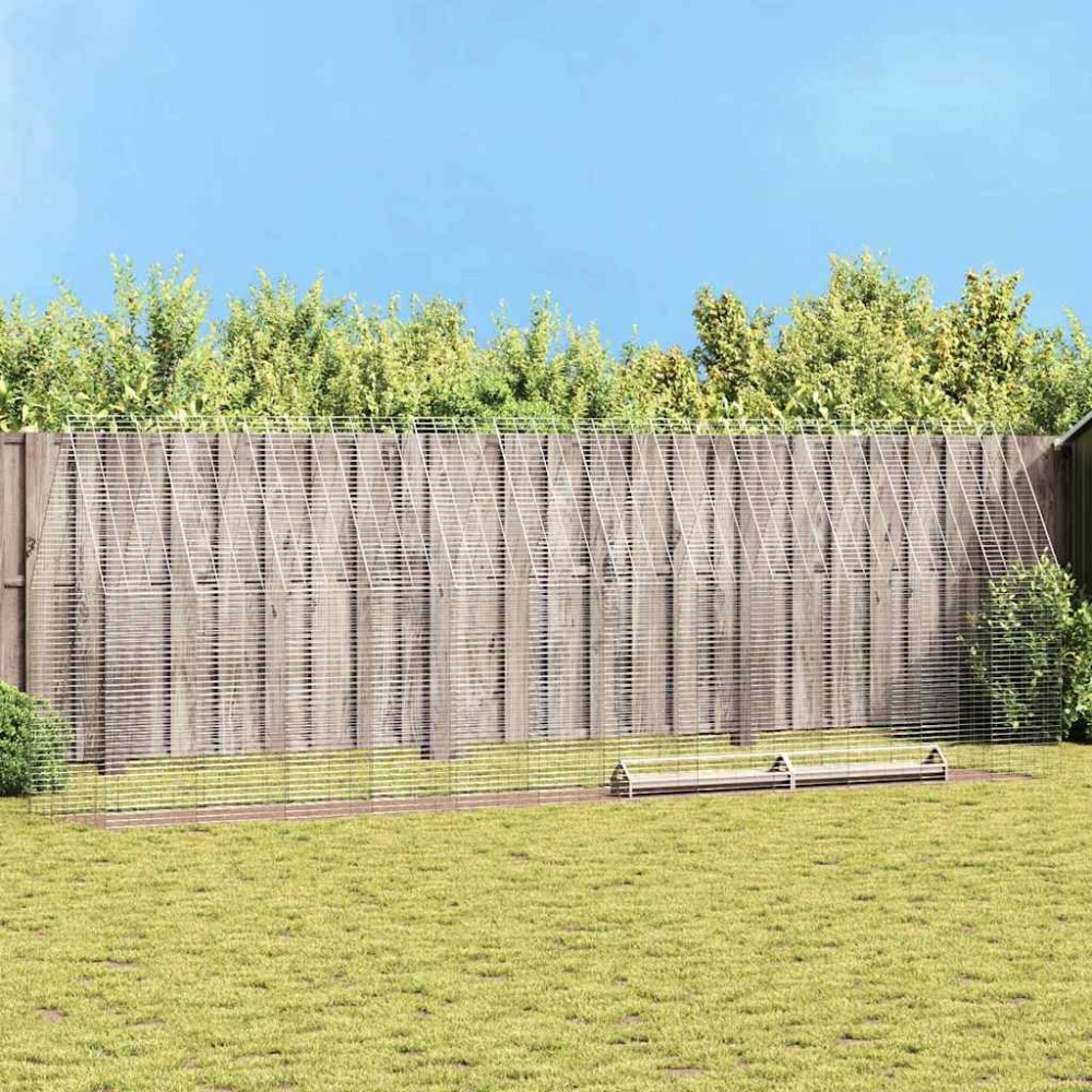 vidaXL Κλουβί για κότες 2 pcs Ασημί 600 x 100 x 210 εκ.