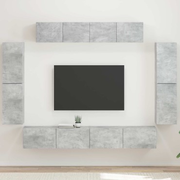 vidaXL Ντουλάπι TV 8 τμχ. Σκυρόδεμα Γκρι