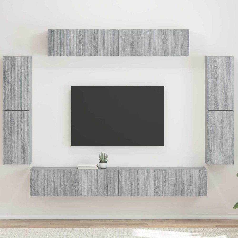 vidaXL Ντουλάπι TV 8 τμχ. Γκρίζο Σονομα