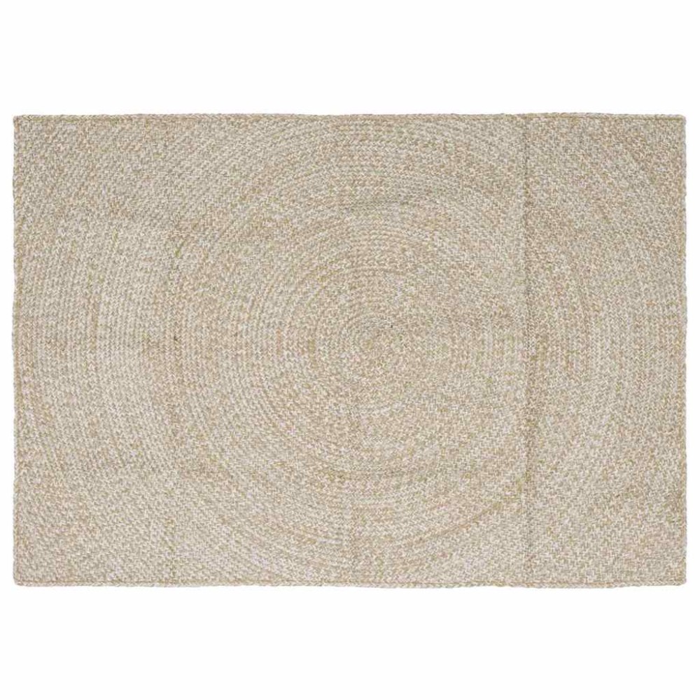 vidaXL Χαλί Περιοχής Φυσικό και Λευκό 140x200cm Γιούτα