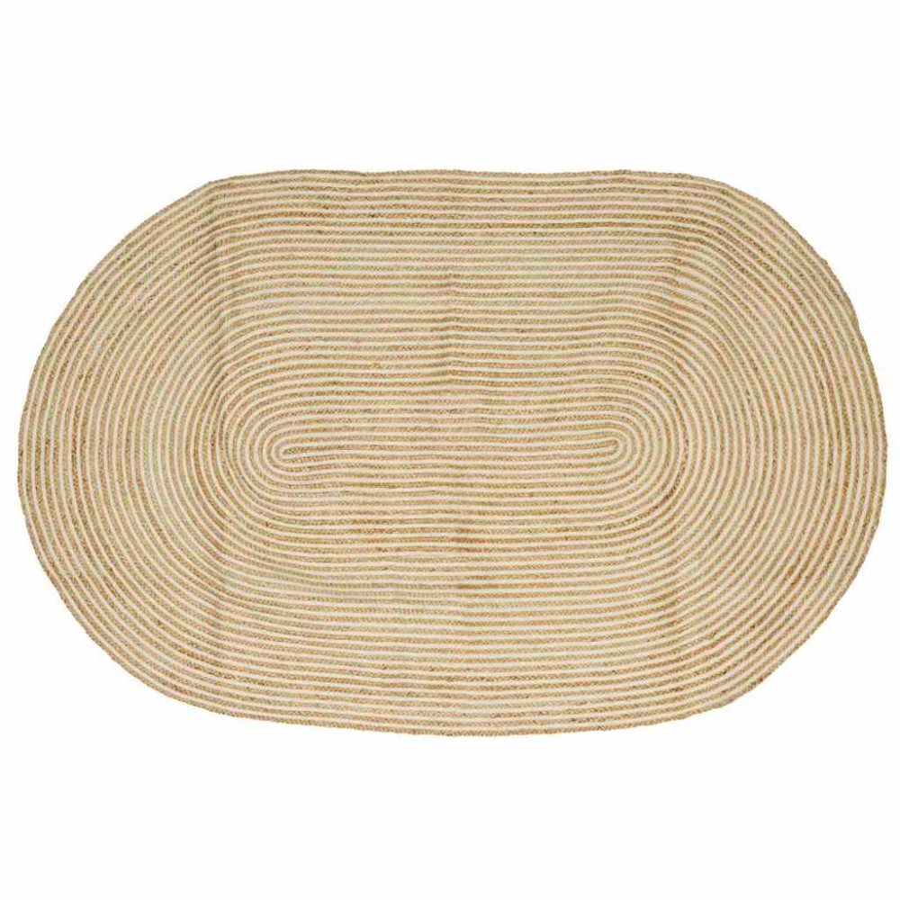 vidaXL Χαλί Περιοχής Φυσικό και Λευκό 152x245cm Γιούτα