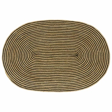 vidaXL Χαλιά χώρου Φυσικό και Μαύρο 122x183cm Γιούτα