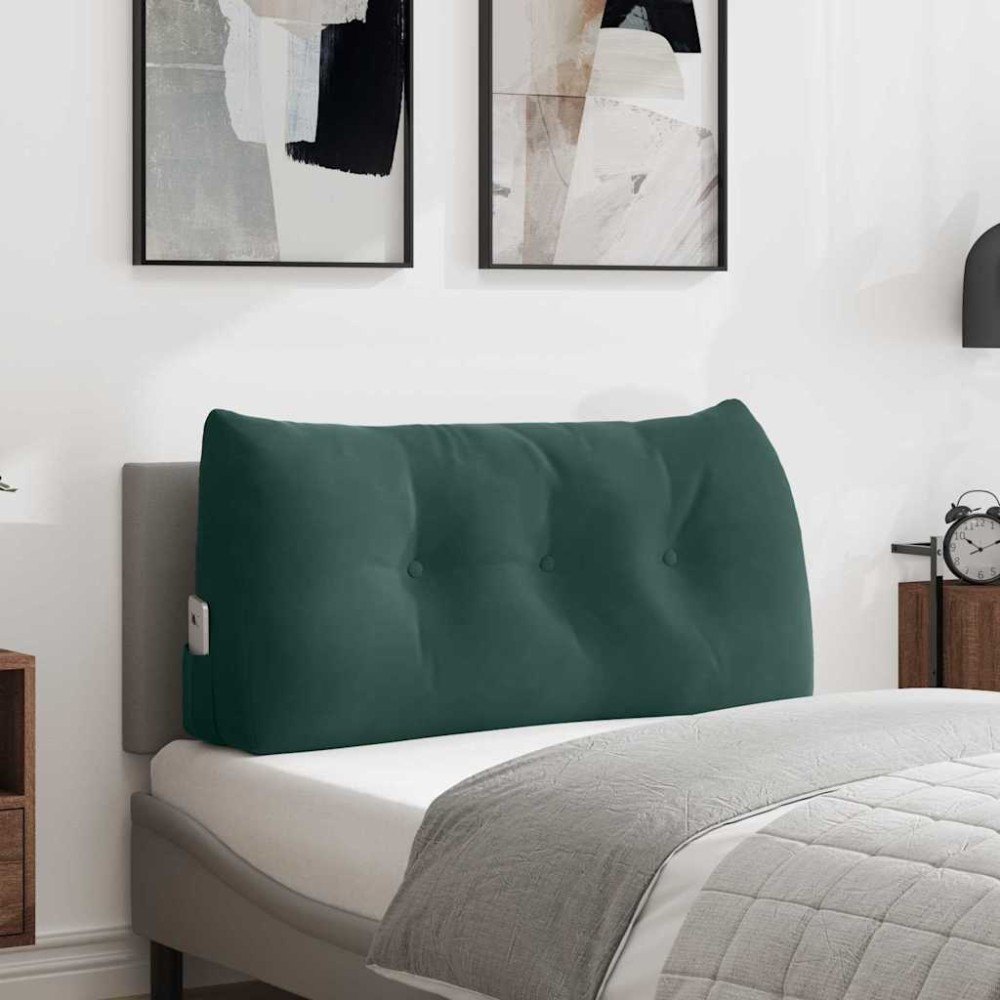 vidaXL Μαξιλάρι Πλάτης Σκούρο Πράσινο 100 x 24 x 50 εκ Βελούδο