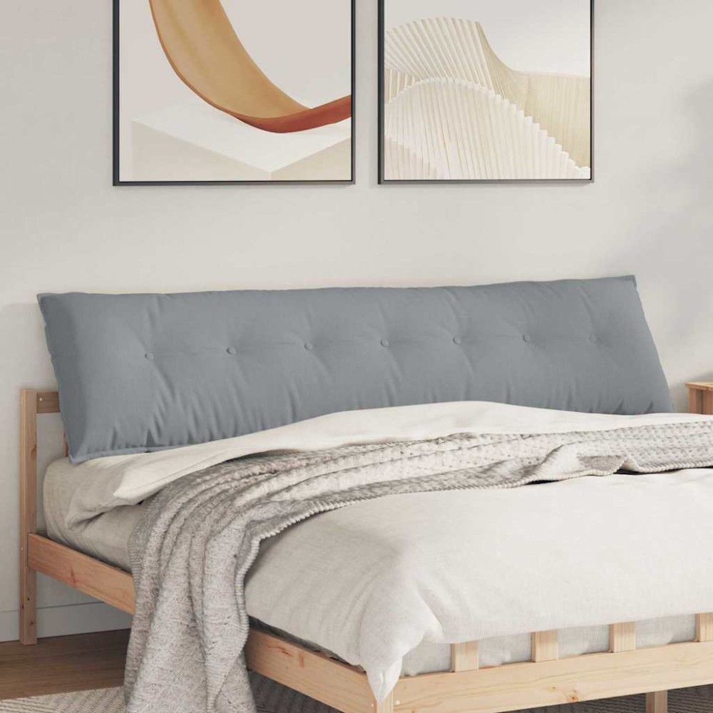 vidaXL Μαξιλάρι Πλάτης Ανοιχτό γκρι 200 x 19 x 50 εκ ύφασμα