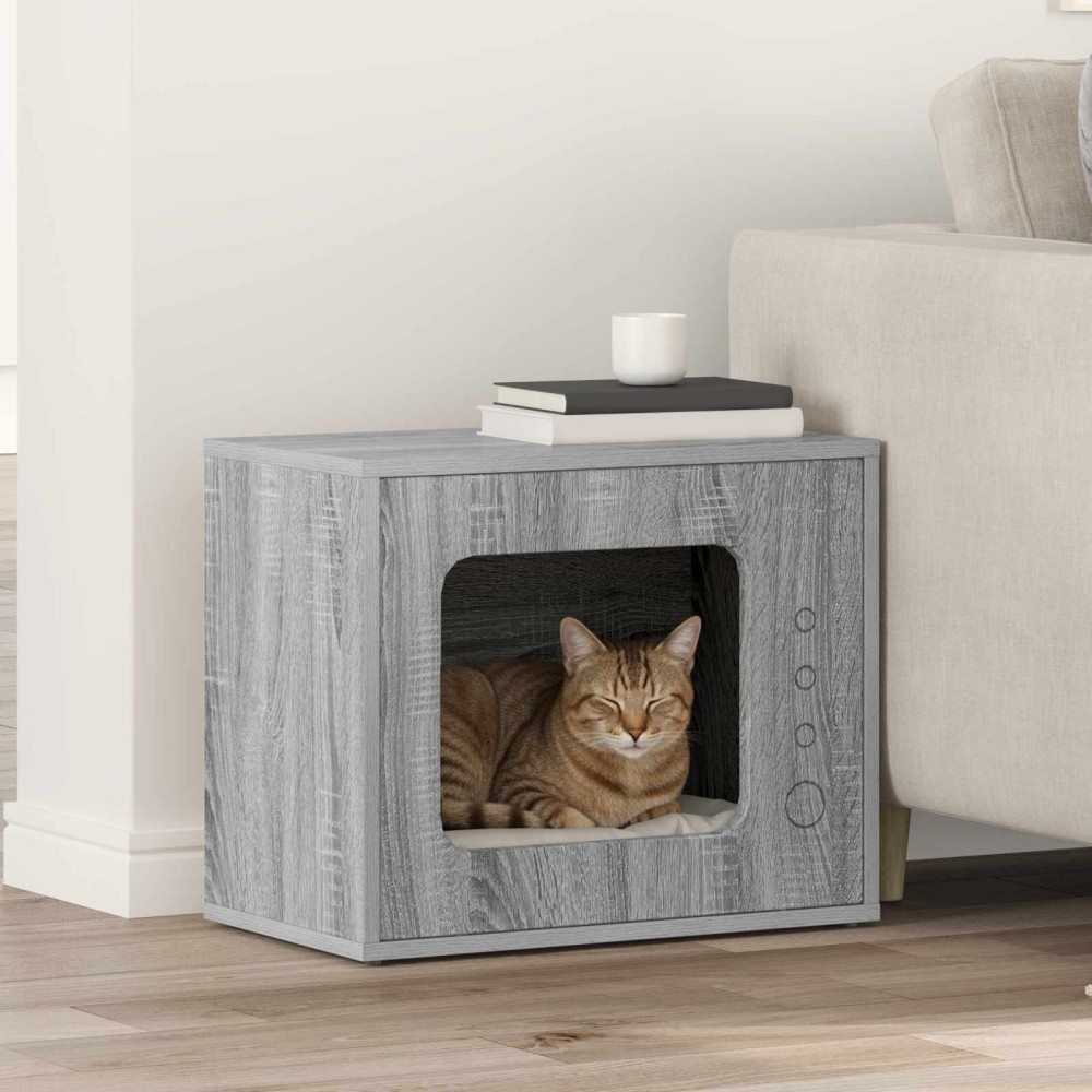 vidaXL Σπίτι Γάτας Γκρίζο Σονομα 51 x 30 x 42,5 εκ Επεξεργασμένο Ξύλο