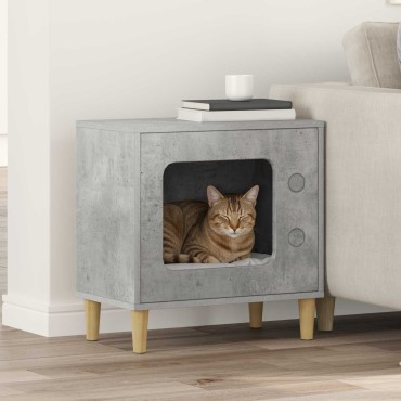 vidaXL Σπίτι Γάτας Σκυρόδεμα 51 x 30 x 52 εκ. Επεξεργασμένο Ξύλο