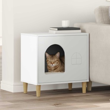 vidaXL Σπίτι Γάτας Λευκό 51 x 30 x 52 εκ. Επεξεργασμένο Ξύλο