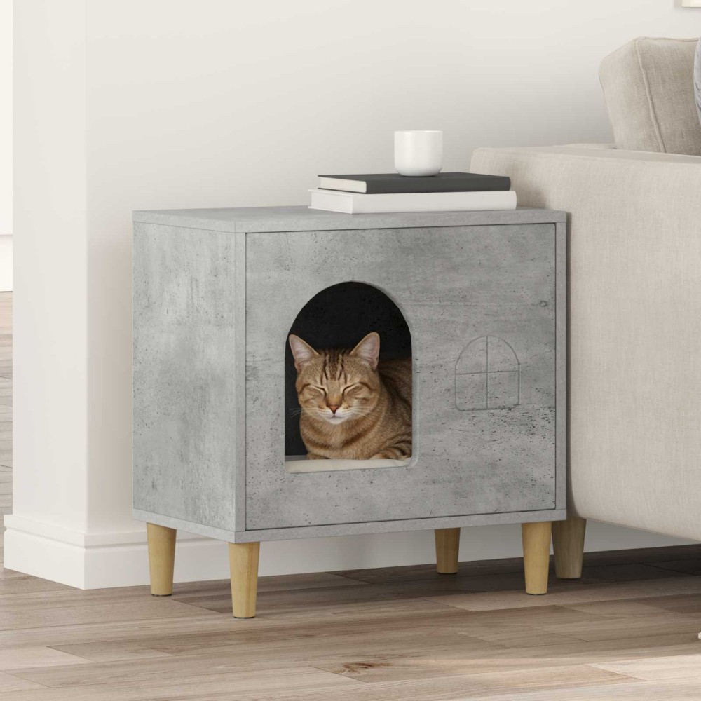 vidaXL Σπίτι Γάτας Σκυρόδεμα 51 x 30 x 52 εκ. Επεξεργασμένο Ξύλο