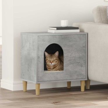 vidaXL Σπίτι Γάτας Σκυρόδεμα 51 x 30 x 52 εκ. Επεξεργασμένο Ξύλο