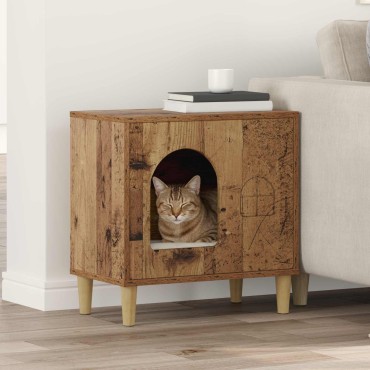 vidaXL Σπίτι Γάτας Παλιό ξύλο 51 x 30 x 52 εκ. Επεξεργασμένο Ξύλο