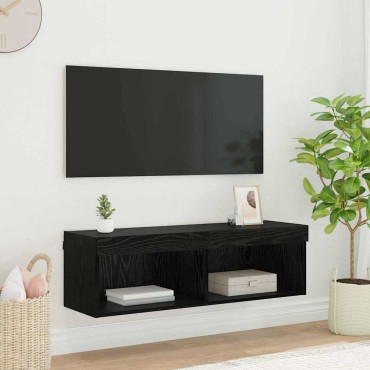 vidaXL Ντουλάπι Τηλεόρασης Τοίχου 100x30x30cm Μαύρη Οξυά