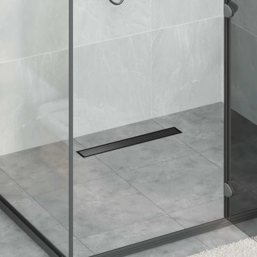 vidaXL 2 σε 1 εκροή ντους Μαύρο 50 cm Ανοξείδωτο Ατσάλι 304