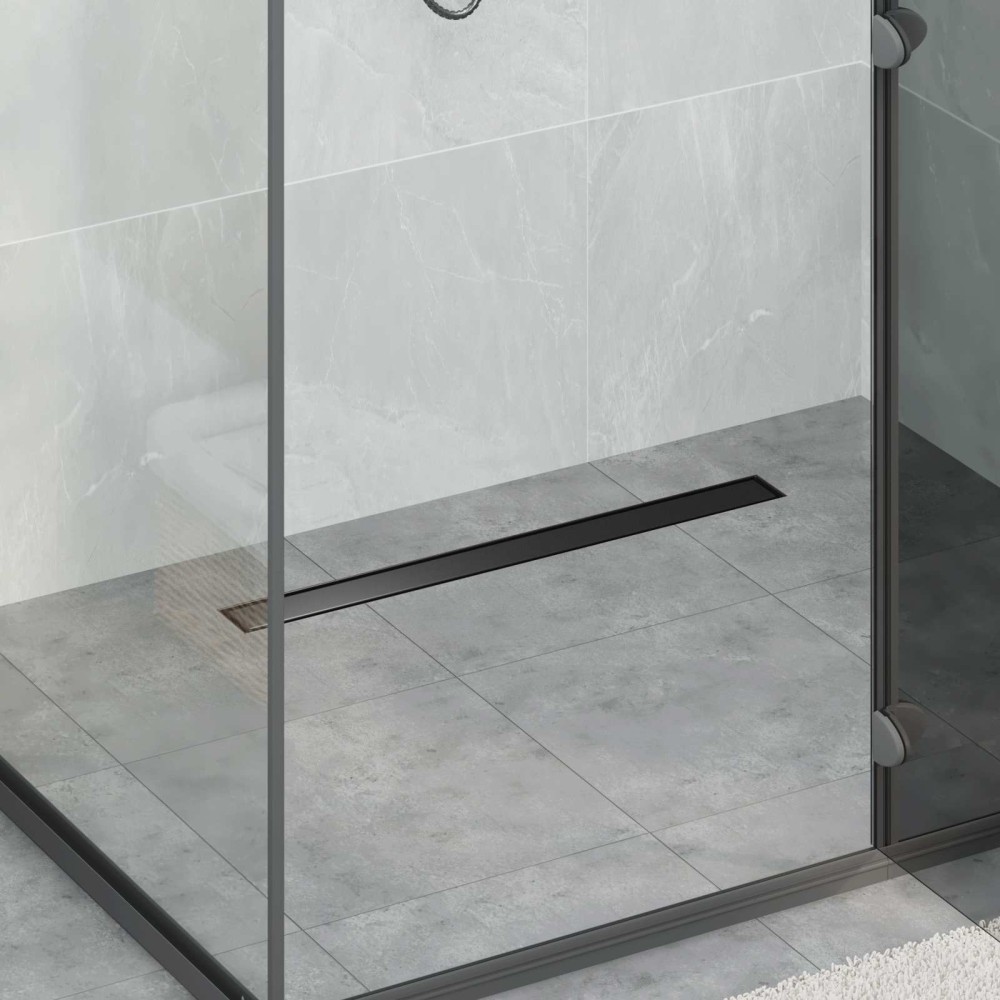 vidaXL 2 σε 1 εκροή ντους Μαύρο 80 cm Ανοξείδωτο Ατσάλι 304
