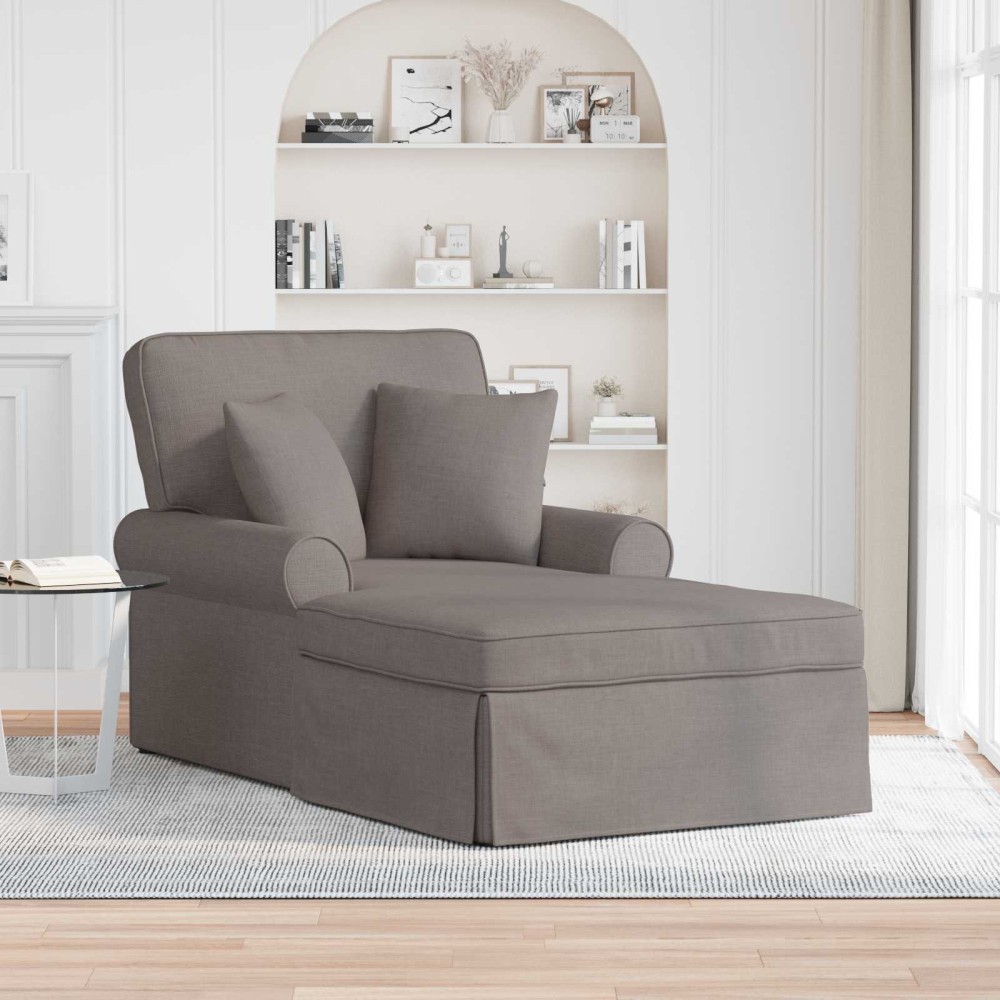 vidaXL Τσέιζ Λαζού με Φούστα 3 τεμ. Taupe ύφασμα 91x157x91cm