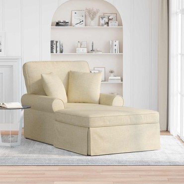 vidaXL Τσέιζ Λαζού με Φούστα 3 τεμ. Κρεμ ύφασμα 91x157x91cm