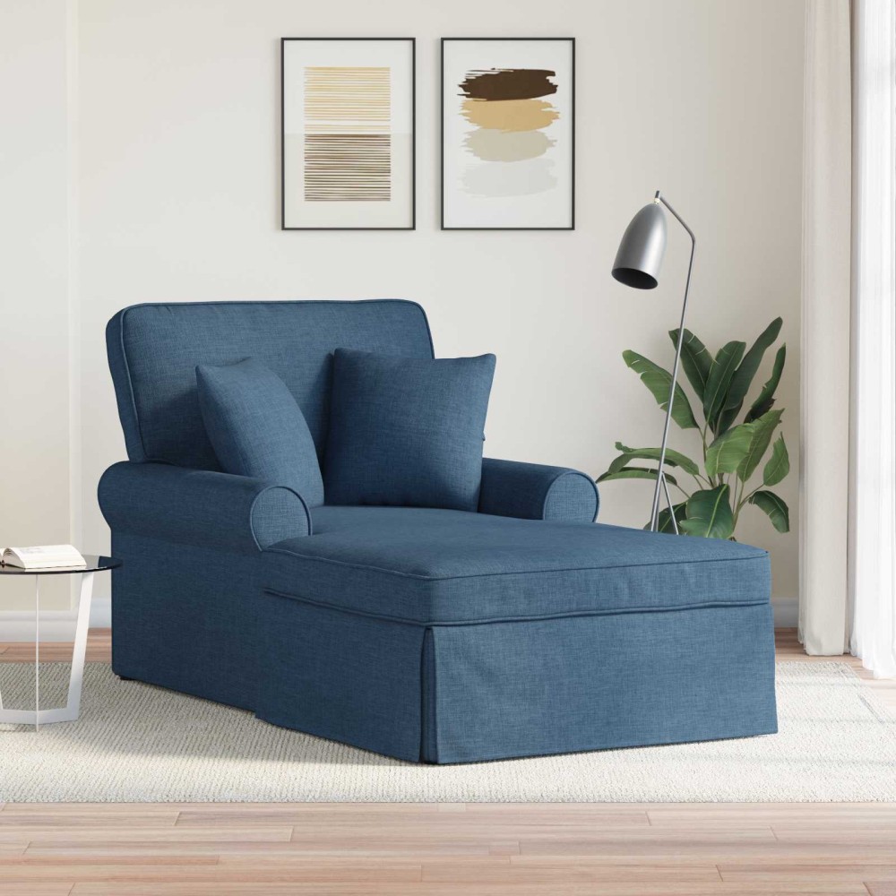 vidaXL Τσέιζ Λαζού με Φούστα 3 τεμ. Μπλε ύφασμα 91x157x91cm