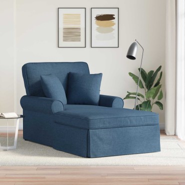 vidaXL Τσέιζ Λαζού με Φούστα 3 τεμ. Μπλε ύφασμα 91x157x91cm