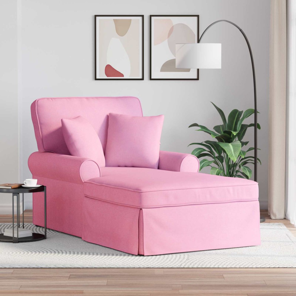 vidaXL Τσέιζ Λαζού με Φούστα 3 τεμ. Ροζ ύφασμα 91x157x91cm