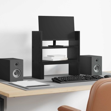 vidaXL Βάση Γραφείου Οθόνης Μαύρη Δρυς 40 x 17 x 41 εκ.