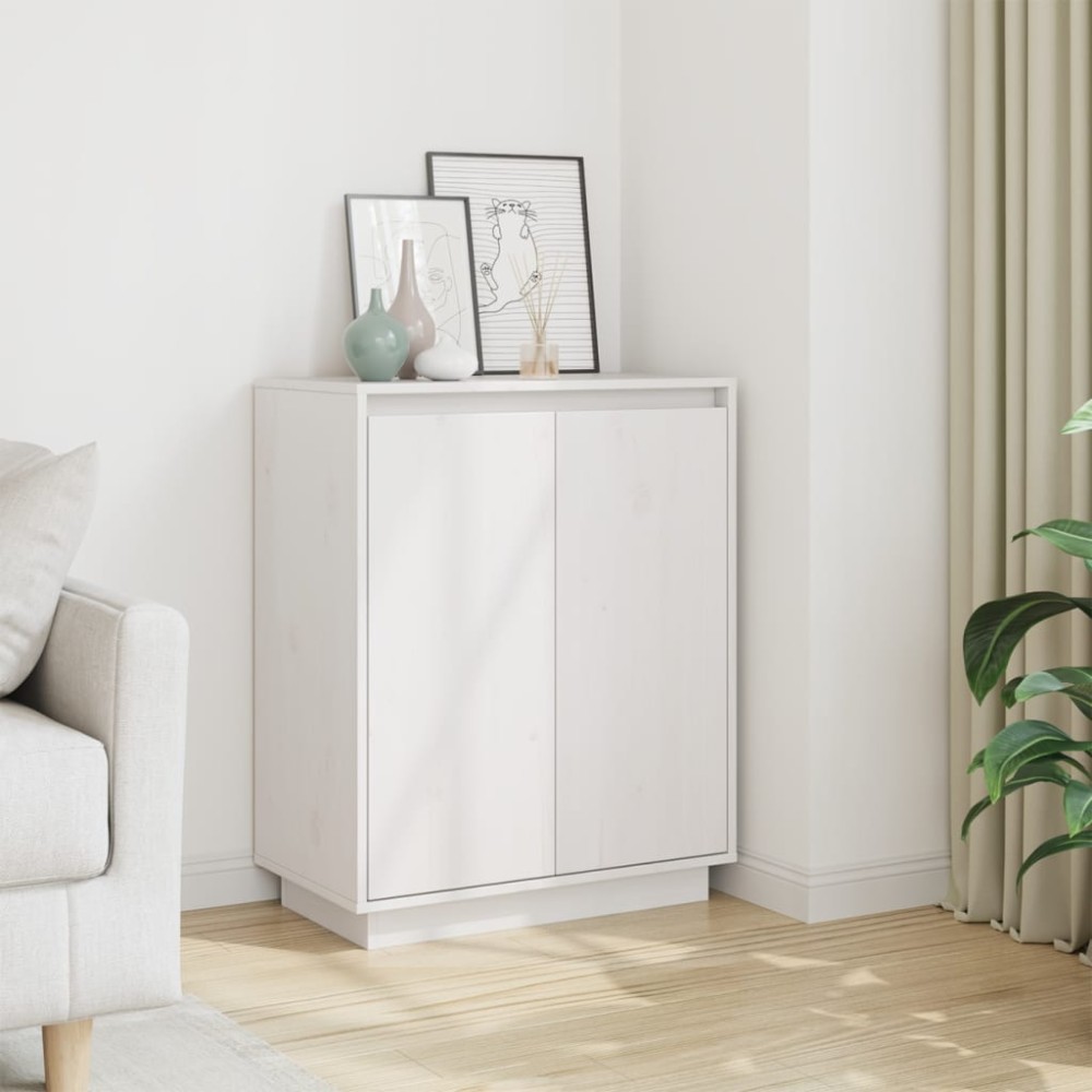 vidaXL Ντουλάπι Λευκό 60x34x75cm από Μασίφ Ξύλο Πεύκου 1 τεμ.