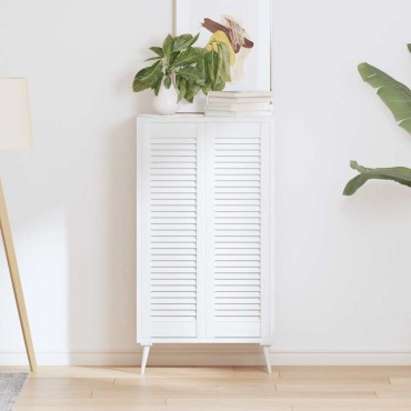 vidaXL Πόρτες ντουλαπιών Louvred Design 2 τεμάχια Λευκό 99x29,5 cm