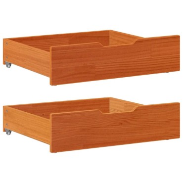 vidaXL Συρτάρια Κρεβατιού 2 τεμ 75x55x17 εκ. Καφέ Κεριού Μασίφ Πεύκο
