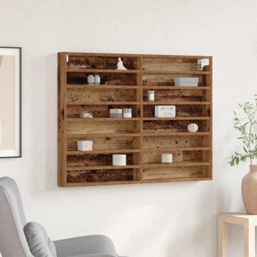 vidaXL Βιτρίνα Επιτοίχιο Παλιό ξύλο 100x8,5x75cm