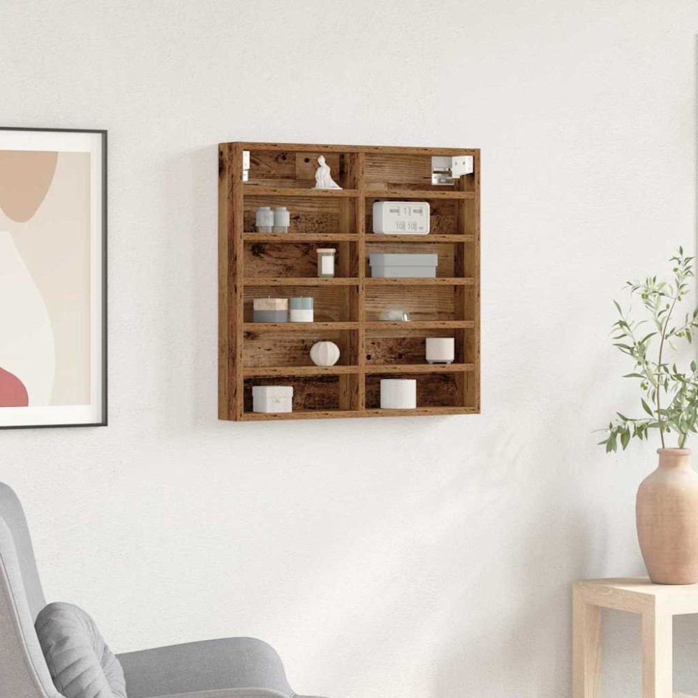 vidaXL Βιτρίνα Επιτοίχιο Παλιό ξύλο 60x8,5x58 εκ
