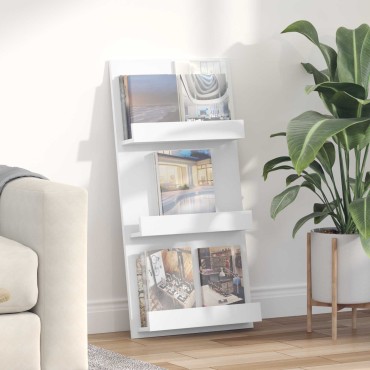 vidaXL Ράφι Περιοδικών Λευκό 51x11x102cm Επεξεργασμένο Ξύλο 1 τεμ.