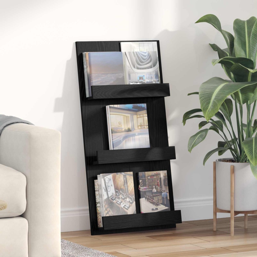 vidaXL Ράφι Περιοδικών Μαύρη Οξυά 51x11x102cm Επεξεργασμένο Ξύλο 1 τεμ.