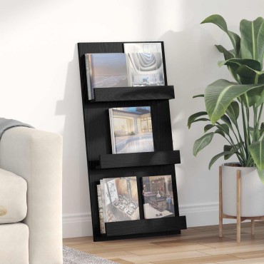 vidaXL Ράφι Περιοδικών Μαύρη Οξυά 51x11x102cm Επεξεργασμένο Ξύλο 1 τεμ.