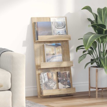 vidaXL Ράφι Περιοδικών Δρύς Sonoma 51x11x102cm Επεξεργασμένο Ξύλο 1 τεμ.
