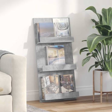 vidaXL Ράφι Περιοδικών με ράφι Σκυρόδεμα Γκρι 51x11x102 εκ 1 τεμ.