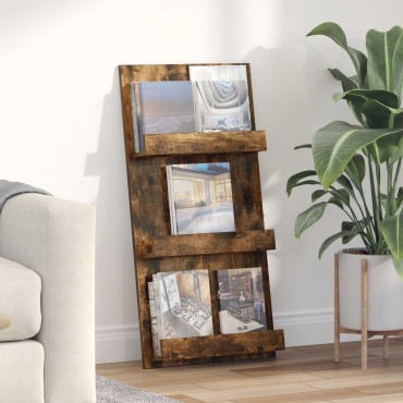 vidaXL Ράφι Περιοδικών με ράφι Καπνιστό Δρύς 51x11x102 εκ 1 τεμ.