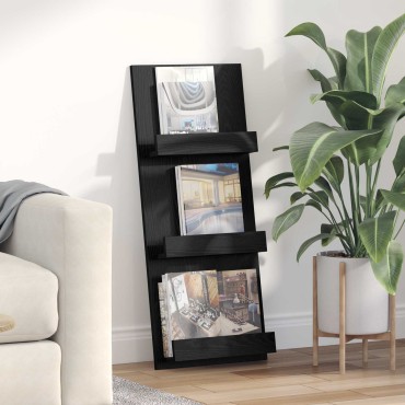 vidaXL Ράφι Περιοδικών Μαύρη Οξυά 43x11x102cm Επεξεργασμένο Ξύλο 1 τεμ.