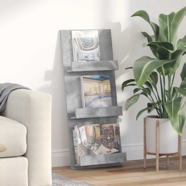 vidaXL Ράφι Περιοδικών με ράφι Σκυρόδεμα Γκρι 43x11x102 εκ 1 τεμ.