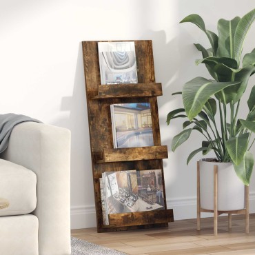 vidaXL Ράφι Περιοδικών με ράφι Καπνιστό Δρύς 43x11x102 εκ 1 τεμ.