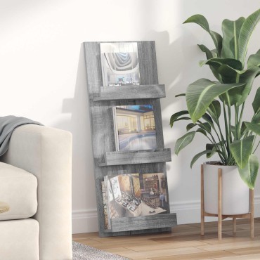 vidaXL Ράφι Περιοδικών με ράφι Γκρίζο Σονομα 43x11x102 εκ 1 τεμ.