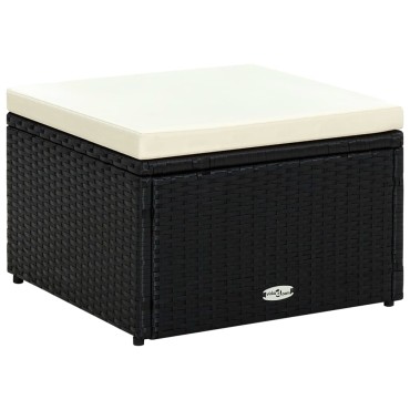 vidaXL Υποπόδιο Μαύρο 53x53x30cm από Συνθετικό Ρατάν 1 τεμ.
