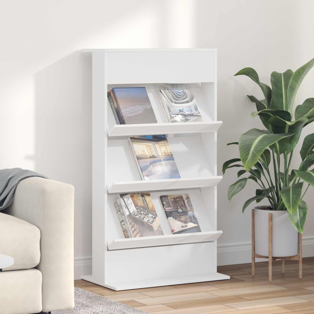 vidaXL Ράφι Περιοδικών Λευκό 70x41x126cm Επεξεργασμένο Ξύλο