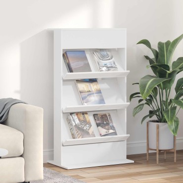 vidaXL Ράφι Περιοδικών Λευκό 70x41x126cm Επεξεργασμένο Ξύλο