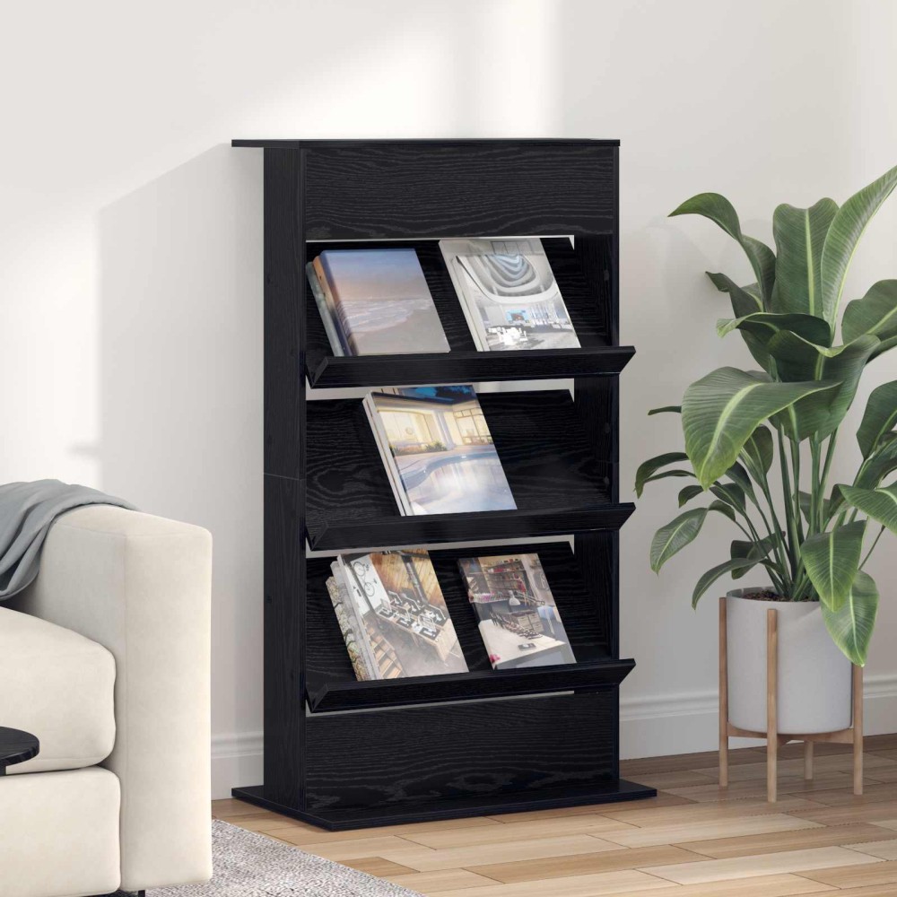 vidaXL Ράφι Περιοδικών Μαύρη Οξυά 70x41x126cm Επεξεργασμένο Ξύλο