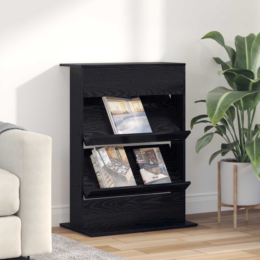 vidaXL Ράφι Περιοδικών Μαύρη Οξυά 70x41x96cm Επεξεργασμένο Ξύλο