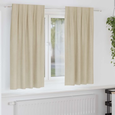 vidaXL Κουρτίνες συσκότισης 2 τμχ. Κρεμ 140x175cm Βελούδο