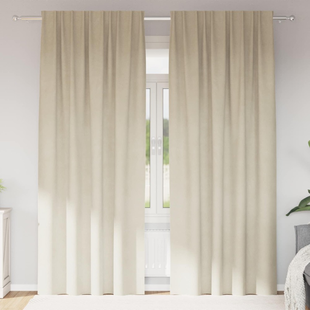 vidaXL Κουρτίνες συσκότισης 2 τμχ. Κρεμ 140x260cm Βελούδο