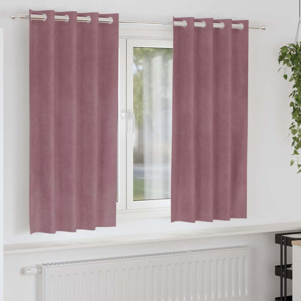 vidaXL Κουρτίνες 2 τμχ. Σκούρο ροζ 140x175cm Βελούδο