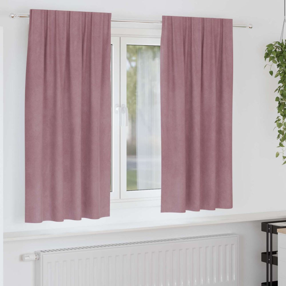 vidaXL Κουρτίνες συσκότισης 2 τμχ. Σκούρο ροζ 140x175cm Βελούδο