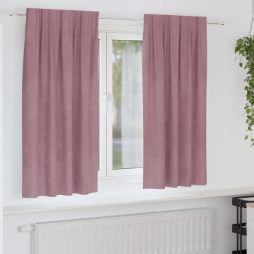 vidaXL Κουρτίνες συσκότισης 2 τμχ. Σκούρο ροζ 140x175cm Βελούδο