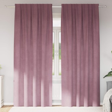 vidaXL Κουρτίνες συσκότισης 2 τμχ. Σκούρο ροζ 140x260cm Βελούδο