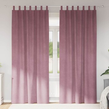 vidaXL Κουρτίνες συσκότισης 2 τμχ. Σκούρο ροζ 140x225cm Βελούδο